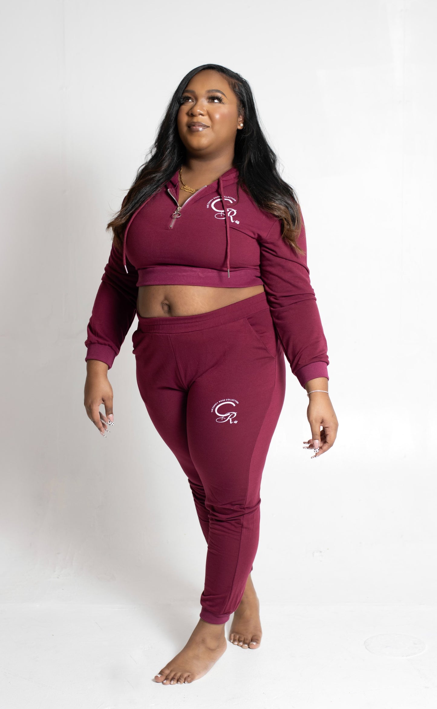 Burgundy Half-Zip Jogger Set