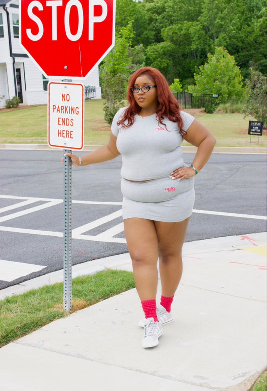 Love-LEE Grey Mini Skirt Set
